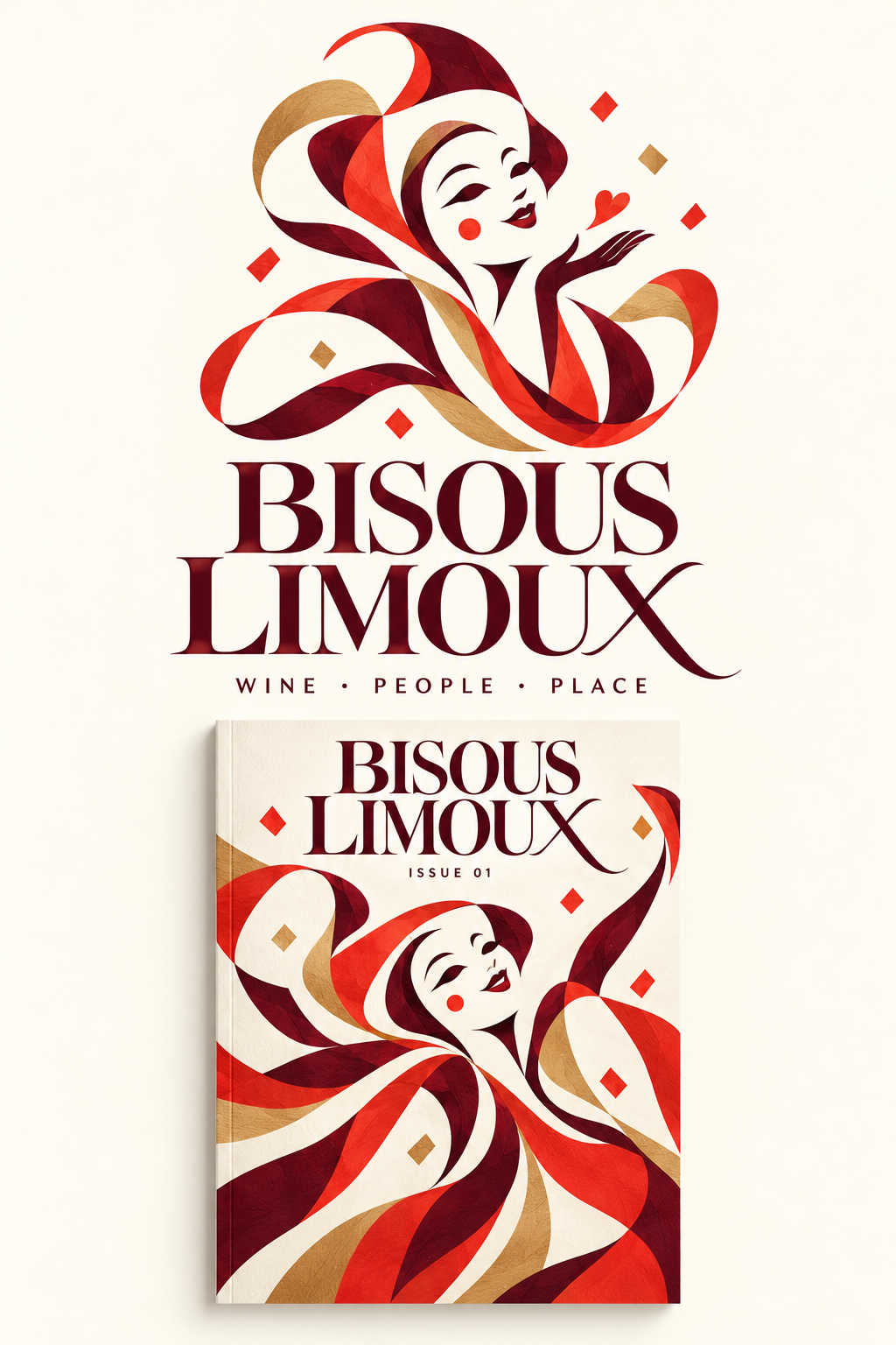 Bisous Limoux identity and Issue 01 magazine cover